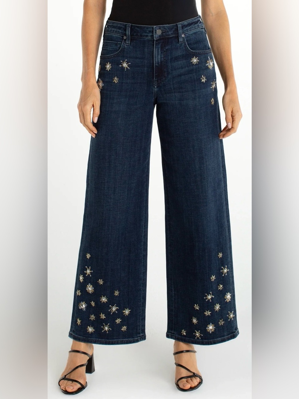 Liverpool Luxe Stride Wide Leg Jeans in Crystal Snowflake Size 12/31 $128